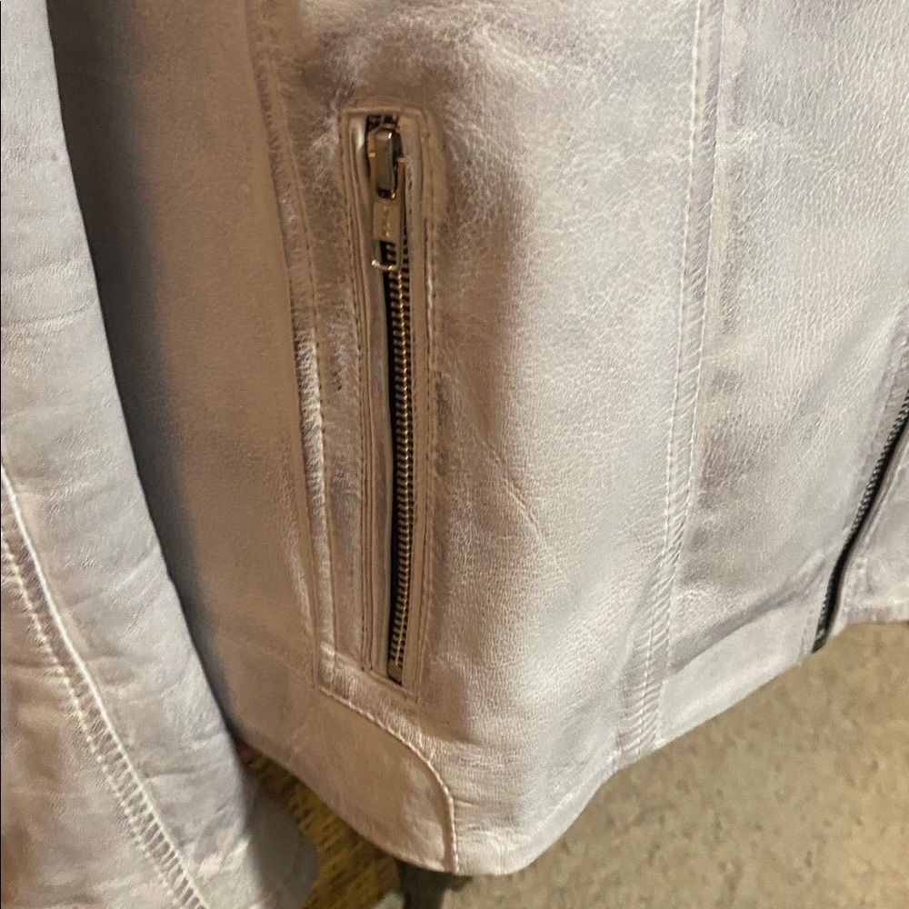 EUC Jild New Leather Inn white gray motorcycle biker jacket soft 100% leather XL - Picture 6 of 15
